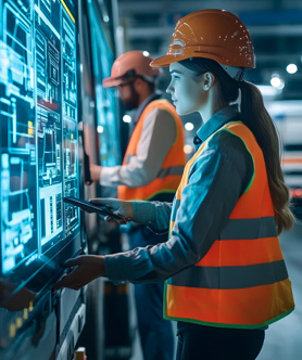 Woman working the computer screen.